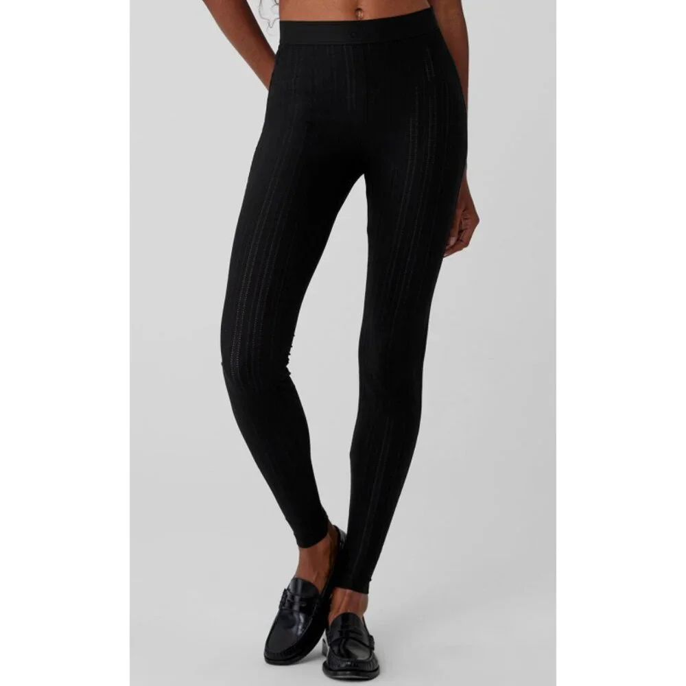 NEW Alo High-Waist Euphoria Leggings Black Mesh Sheer See-Through Transparent S